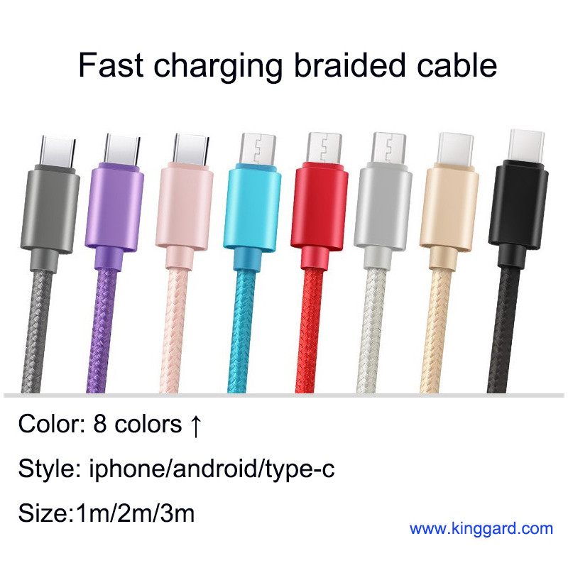variety color charging cables with different size and logo