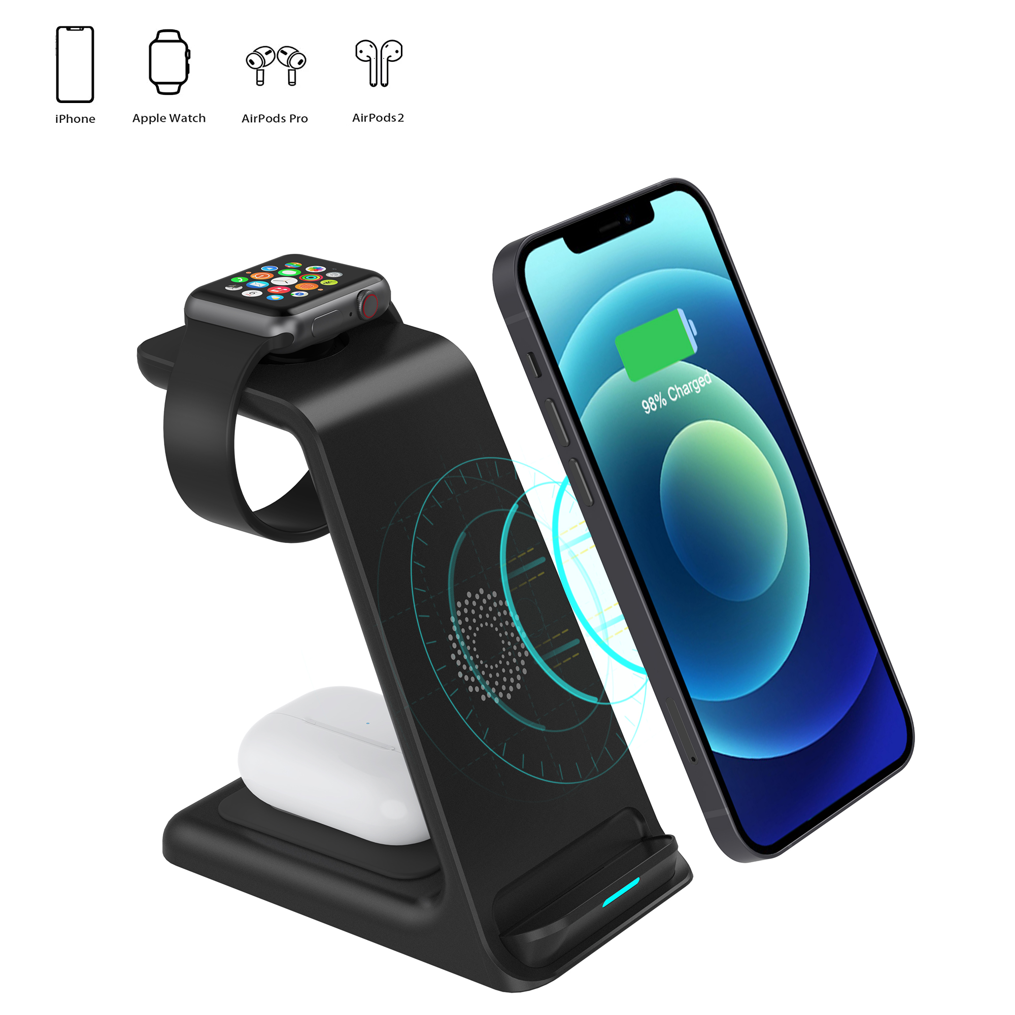 3 in 1 15w wireless charger for iphone