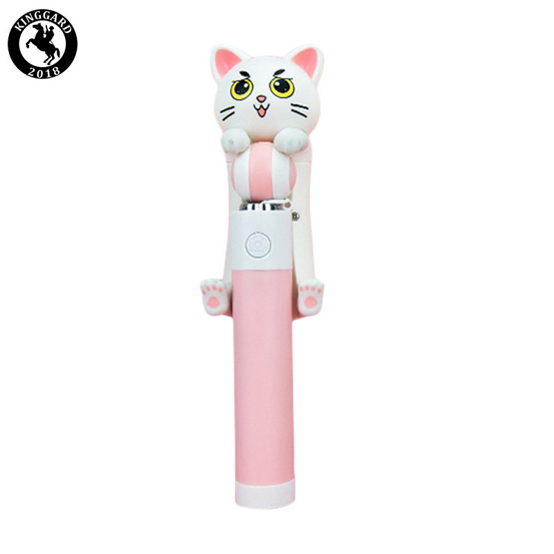 cute cat wired selfie stick