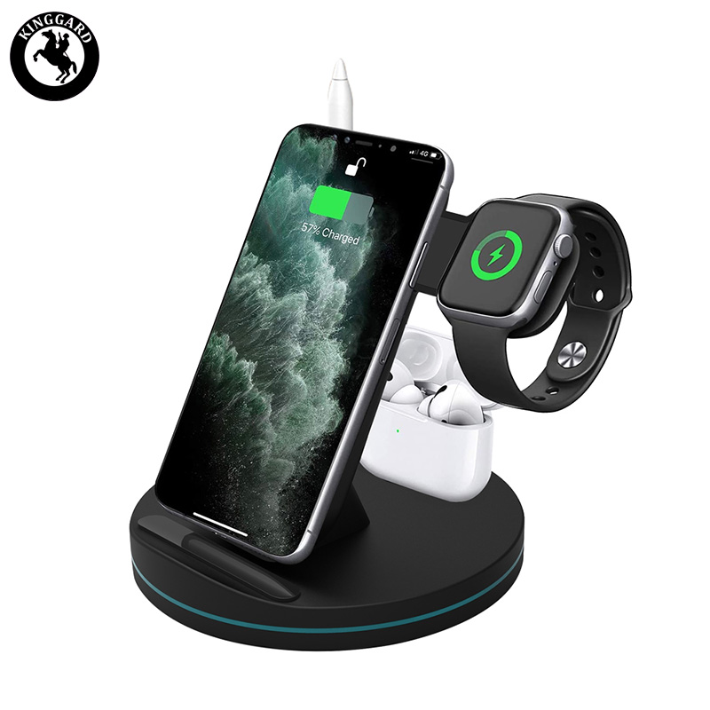 15W round bottom 4 in 1 wireless charging station for apple
